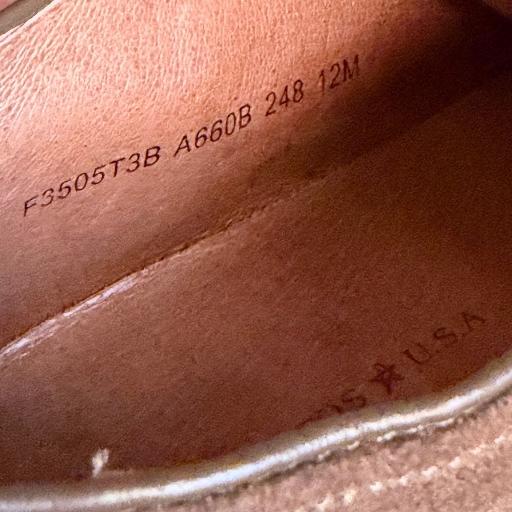 John Varvatos Derby Mens 12M F3505T3B A660B Brown Suede Cap Toe EUC - Picture 7 of 9